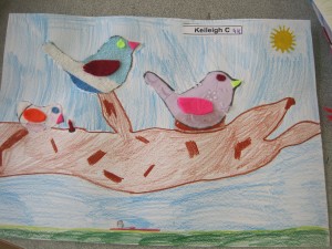 Grade 4 Fabirc Bird Collage 